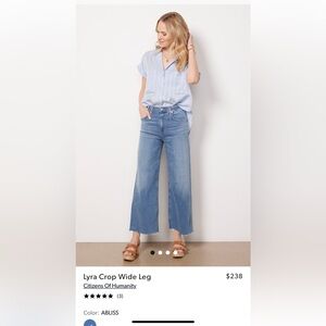 Citizens of Humanity Lyra Crop Wide Leg denim, LIKE NEW